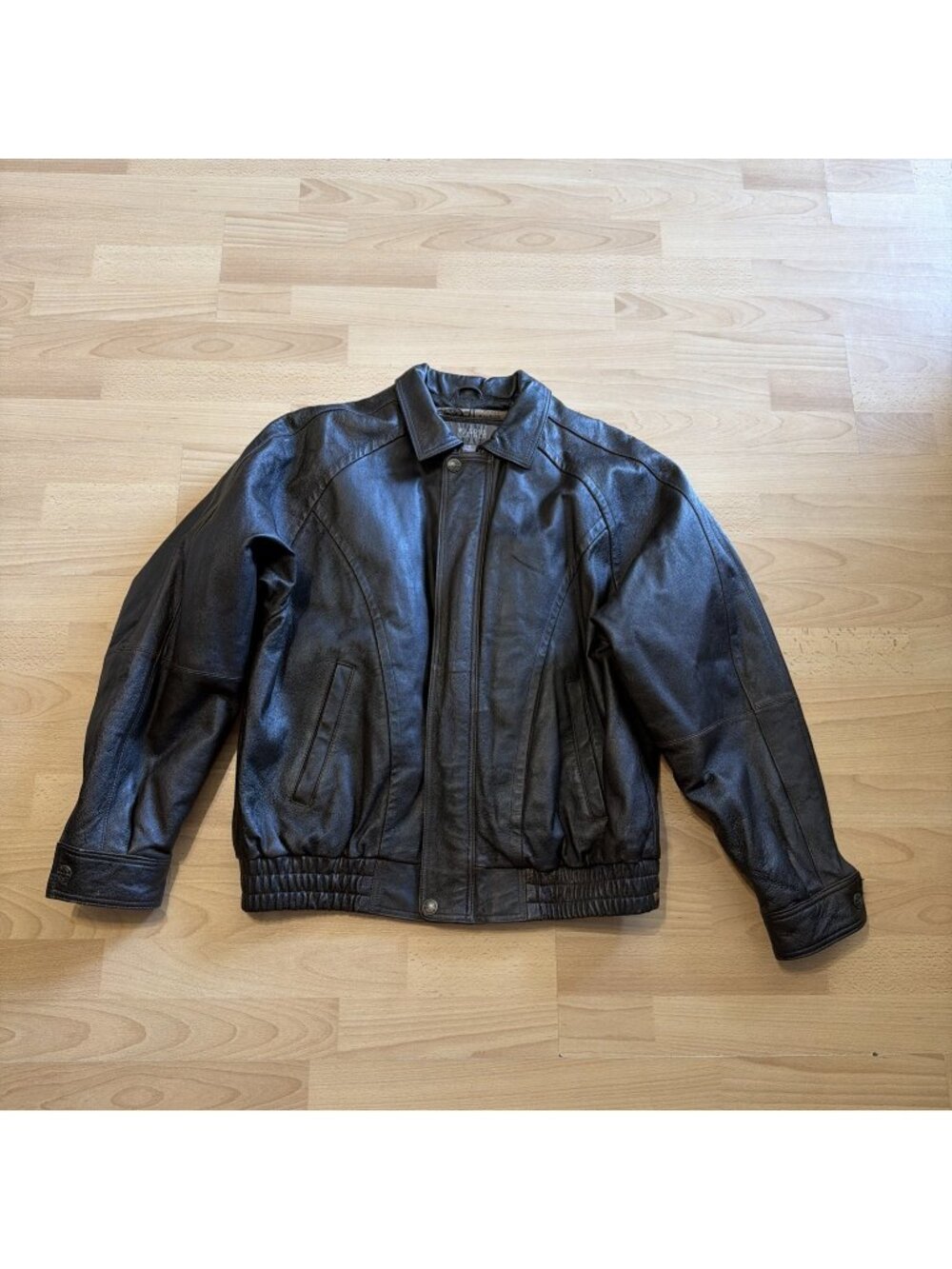 Vintage Wilson Leather Bomber Flight Jacket Brown Liner Men's L Zip Up